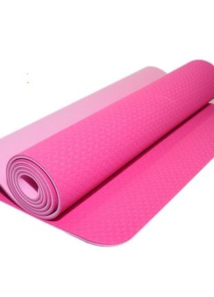 Килимок sns для фітнесу та йоги рожевий тре-6мм-р+ма