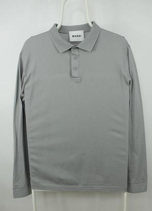 Шикарне поло лонгслів marai mercerised long sleeve pique polo - light grey