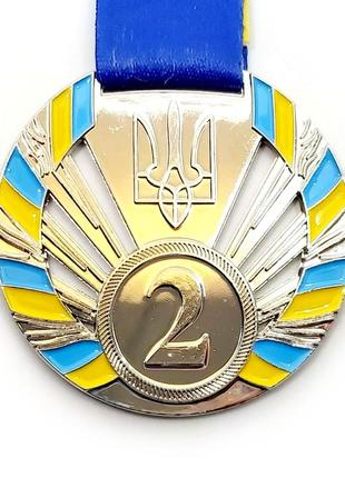 Медаль спортивна 6 см зі стрічкою за іі місце j26-02s