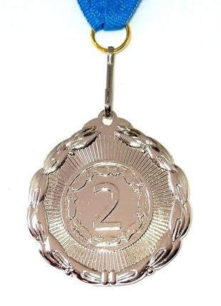 Медаль спортивна 5 см зі стрічкою за іі місце j25-05s