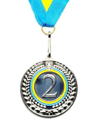 Медаль спортивна 5 см зі стрічкою за іі місце j25-11s
