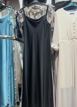 Платье-комбинация черного цвета из плотного шелка армани