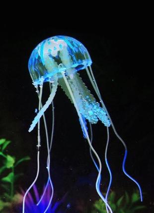 Медуза для акваріума силіконова 10 на 22 см блакитний