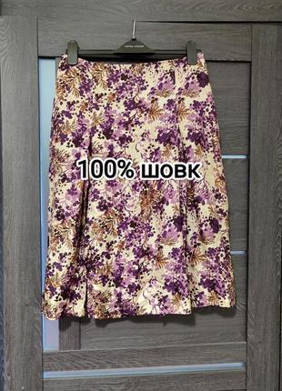 100% шелк юбка-миди в цветы от bensimon размер 40/l