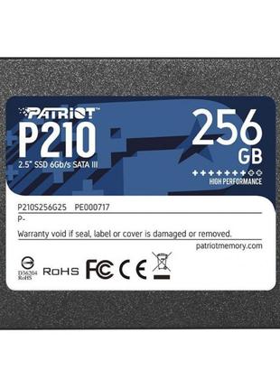 Ssd накопитель patriot p210 256gb 2.5" sataiii tlc (p210s256g25)