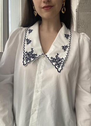 Блуза с воротничком ришелье кружево neo noir в винтажном стиле винтаж2 фото