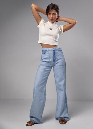 Жіночі джинси з лампасами та накладними кишенями
