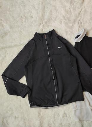 Черная nike dri куртка олимпийка кофта спортивная теплая утепленная на флисе на молнии