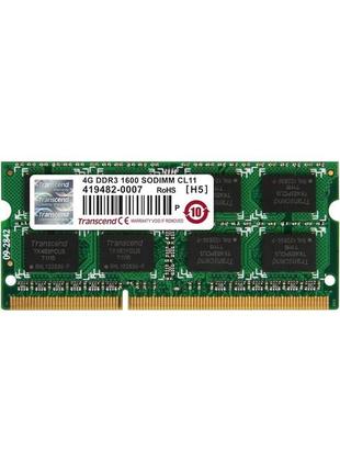 Оперативна пам'ять для ноутбука transcend 2rx8 so-dimm ddr3 4gb 1600mhz pc3-12800