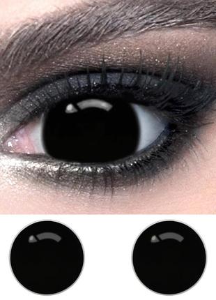 Черные контактные линзы мини-склеры elite lens fullblack 16 мм. (видимость как в солнцезащитных очках) (n0141)