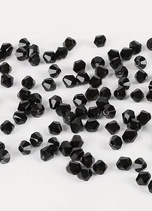 Кришталеві намистини "біконус" розмір - 4 мм. в упаковці -90 шт. колір чорний