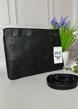 Женская сумка mcm crossbody pouch in visetos original черная wb060