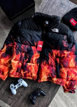 Куртка зимняя в стиле the north face огонь