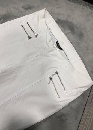 Білосніжні еластичні брюки білі штани білі лосіни натуральні3 фото