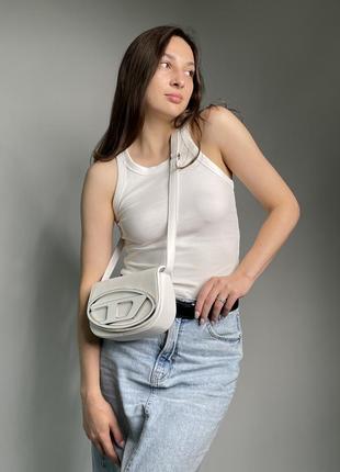 Женская сумка в стиле diesel 1dr iconic shoulder bag white.