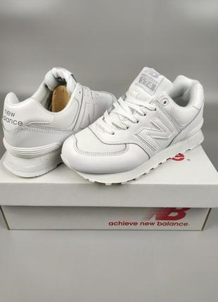 Кроссовки женские подростковые new balance 574 leather white