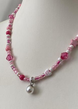 Розовое ожерелье чокер1 фото