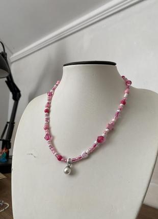 Розовое ожерелье чокер3 фото