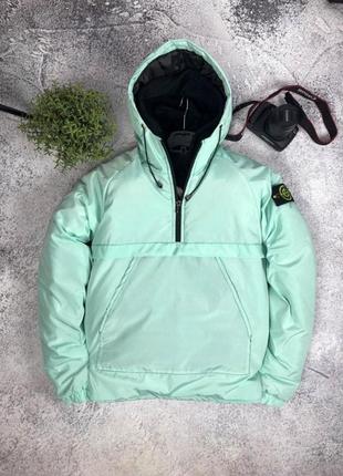 Утеплений анорак stone island бірюзовий 48-43.7/423