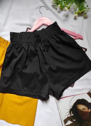 Женские черные короткие шорты высокая посадка / легкие шортики для дома