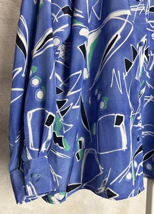 Вінтажна шовкова блуза в абстрактний принт  від кравчині janete pettit індивідуальний пошив англія оверсайз сорочка вінтаж шовк6 фото