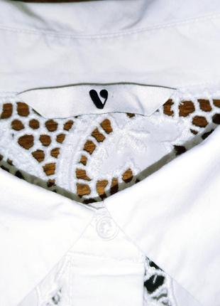 100% хлопок белоснежная рубашка с прошвой удлинённая белоснежная рубашка свободного кроя кружево блузка с прорезной вышивкой8 фото