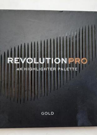 Палетка хайлайтер 4k highlighter palette gold revolution pro