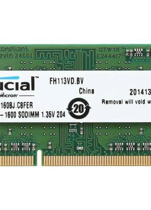 Оперативна пам'ять для ноутбука crucial so-dimm 1rx8 ddr3 4gb 1600mhz pc3l-12800 1.35v/1.5v б/в