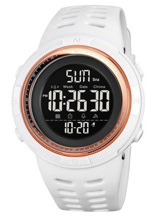 Skmei 2070wt white, часы, белые, черные, стильные, прочные, мужские, на каждый день, электронные