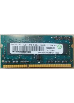 Оперативная память для ноутбука ramaxel so-dimm ddr3l 4gb 1600mhz pc3l-12800 1rx8 б/у1 фото