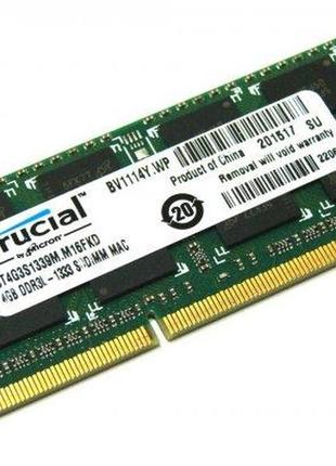 Оперативна пам'ять для ноутбука crucial 1rx8 so-dimm ddr3 4gb 1333mhz pc3l-10600 1.35v/1.5v