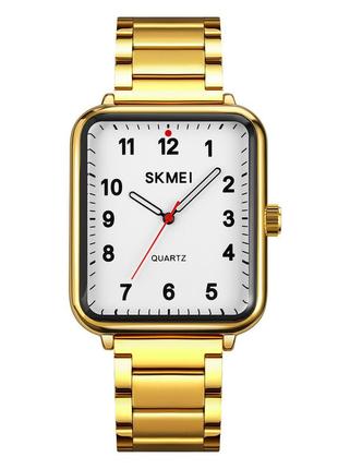 Skmei 1955gdwt gold-white, часы, золотые, белые, стильные, прочные, мужские, на каждый день, механические