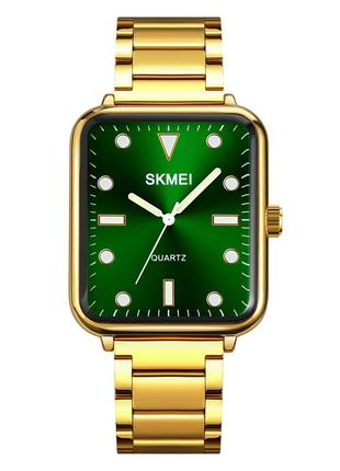 Skmei 1955gdgn-sp gold-green sun pattern, часы, зеленые, золотые, стильные, прочные, мужские, на каждый день