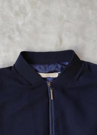 Синий бомбер куртка женская шифон короткая ветровка на молнии нарядная куртка спортивная9 фото