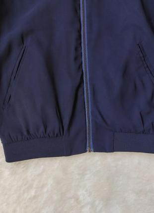 Синий бомбер куртка женская шифон короткая ветровка на молнии нарядная куртка спортивная7 фото