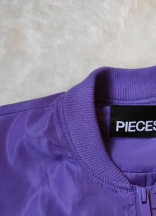 Фиолетовая короткая куртка бомбер с молнией плащевка с манжетами курточка деми8 фото