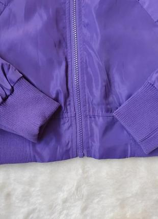Фиолетовая короткая куртка бомбер с молнией плащевка с манжетами курточка деми9 фото