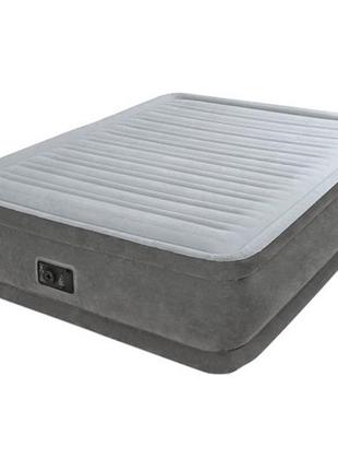 Надувная кровать велюровая intex 64412 с электронасосом, 191х99х46 см