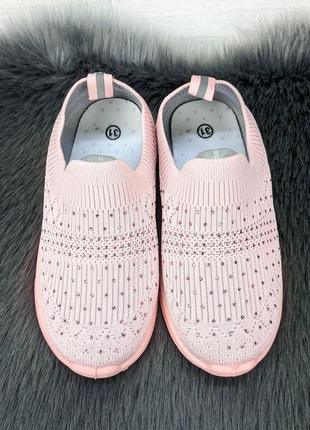 Мокасины кроссовки для девочки  гипанис текстильные пудровые 53126 фото