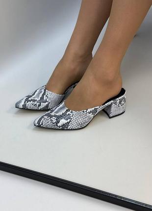 Шлепанцы сабо с острым носком на удобном каблуке