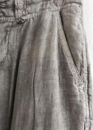 Льняные штаны шаровары в стиле бохо серые брюки джоггеры из льна6 фото