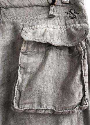 Льняные штаны шаровары в стиле бохо серые брюки джоггеры из льна8 фото