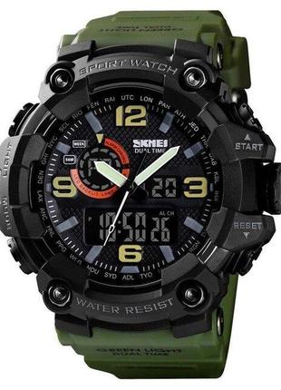 Skmei 1520ag black-military wristband, годинник, механічні, зелені, стильні, чоловічі, на кожен день