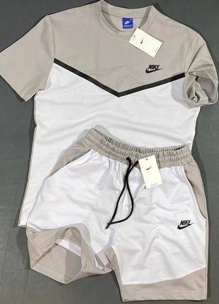 Мужской спортивный комплект шорты + футболка, качественный весенний костюм