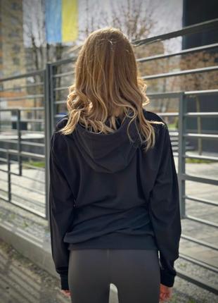 Жіночий демісезонний базовий худі чорний (двонитка)3 фото