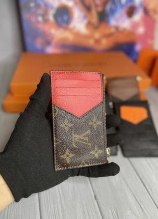 Мужской держатель для карт louis vuitton monogram red  k005