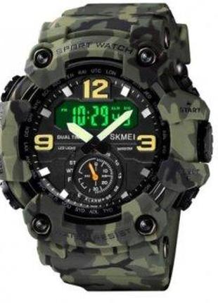 Skmei 1637cmgn camo green, часы, камуфляжные, тактические, военные, мужские, на каждый день