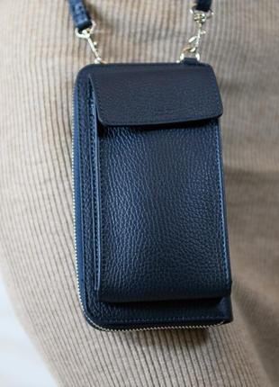 Жіноча шкіряна сумка-гаманець через плече "ricambio" синій7 фото