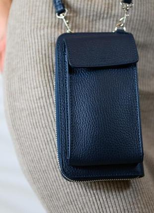 Жіноча шкіряна сумка-гаманець через плече "ricambio" синій4 фото