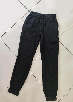 Штаны черные джоггеры джинсы летние h&m cargo 12-13 лет (152-158см)